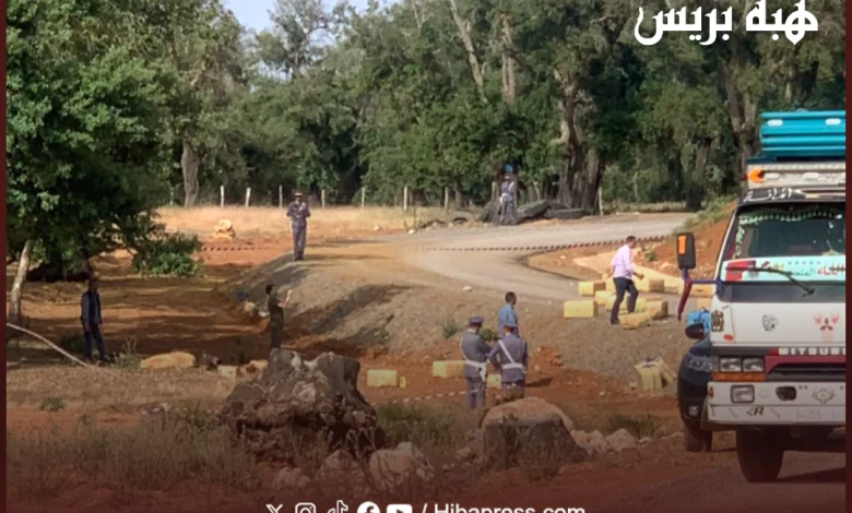 انقلاب شاحنة محمّلة بالمخدرات بين العرجات وسيدي علال البحراوي