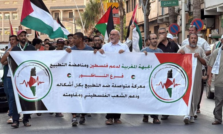 النساء تتصدرن الصفوف في وقفة بالناظور لدعم فلسطين ورفض التطبيع